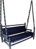 Traditional Indian Style Sankheda Wooden Ceiling Jhula (Blue)